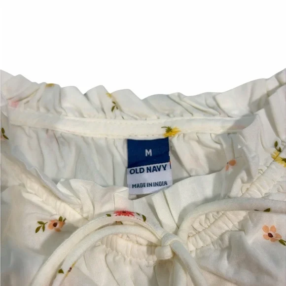 Old Navy Women White Floral Dress Sz M 100% Cotton - Picture 3 of 11